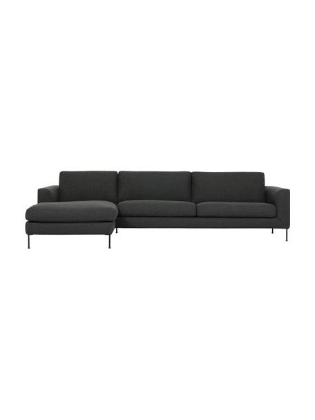 Sofa narożna z metalowymi nogami Cucita (4-osobowa), Tapicerka: tkanina (poliester) Dzięk, Nogi: metal lakierowany, Antracytowy, S 302 x G 163 cm