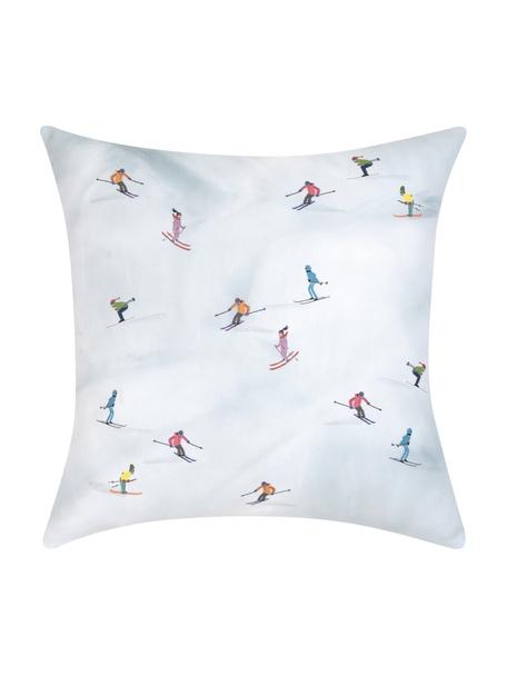 Designer Kissenhülle Ski von Kera Till, 100% Baumwolle, Hellblau, Mehrfarbig, 40 x 40 cm