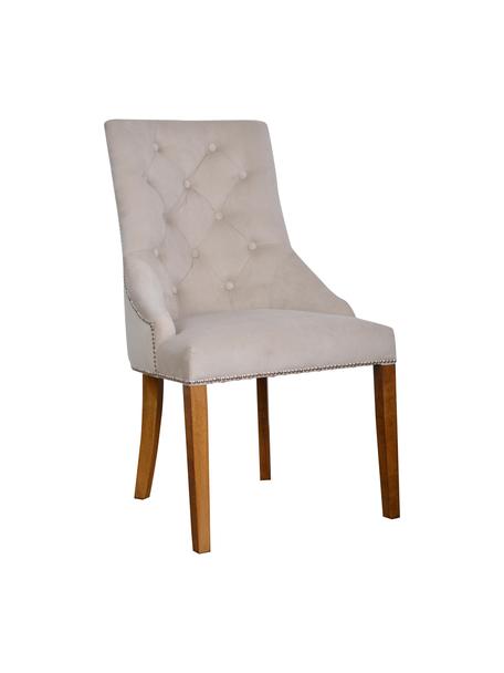 Stolička so zamatovým čalúnením Madam, Zamatová béžová, drevo, Š 56 x H 64 cm