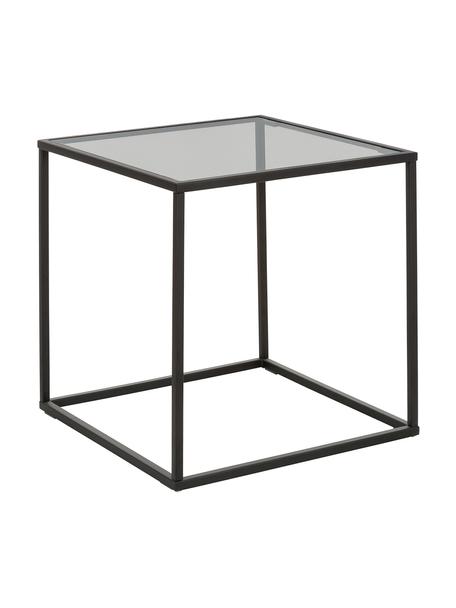 Stolik pomocniczy ze szklanym blatem Maya, Blat: szkło hartowane, Stelaż: metal malowany proszkowo, Czarny, transparentny, S 45 x W 50 cm