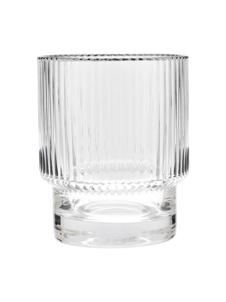 Bicchiere acqua fatto a mano con rilievo scanalato e bordo argentato Minna 4 pz, Vetro soffiato, Trasparente, argento, Larg. 8 x Alt. 10 cm