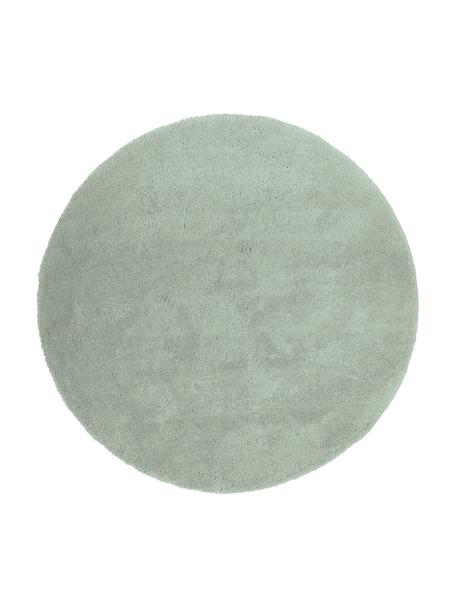 Rond hoogpolig vloerkleed Leighton in mintgroen, Bovenzijde: microvezels (100% polyest, Onderzijde: 100% polyester, Mintgroen, Ø 200 cm (maat L)