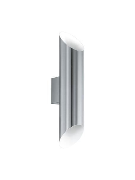 Applique da esterno argentata Agolada, Paralume: acciaio inossidabile vern, Esterno: acciaio inossidabile Interno: bianco, Larg. 8 x Alt. 36 cm