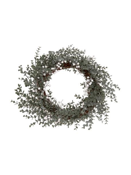 Handgefertigter Weihnachtskranz Vintia Ø 50 cm, Kunststoff, Grün, Weiß, Braun, Ø 50 cm