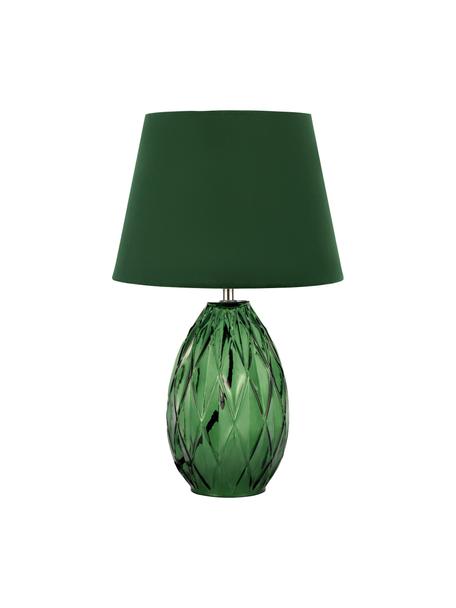 Lampada da comodino con base in vetro Crystal Velvet, Paralume: velluto, Base della lampada: vetro, Verde, Ø 25 x Alt. 41 cm