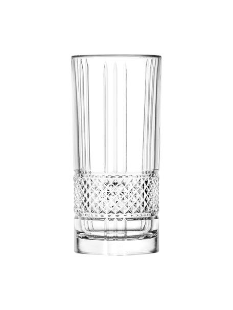 Bicchiere di cristallo tipo long drink con rilievo Brillante 6 pz, Cristallo, Trasparente, Ø 7 x Alt. 15 cm, 350 ml