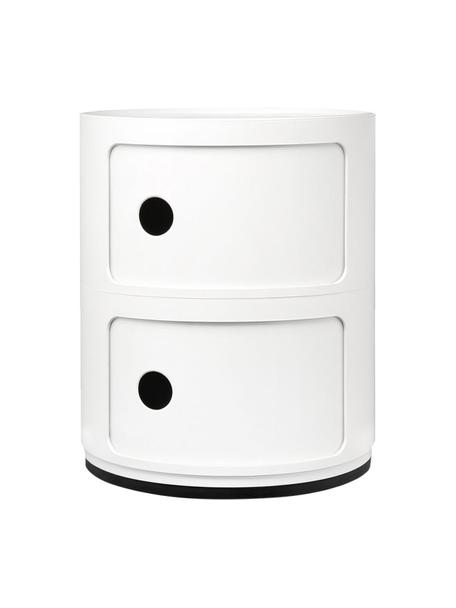 Contenitore di design bianco con 2 cassetti Componibili, Tecnopolimero termoplastico ricavato da materiale industriale riciclato, certificato Greenguard, Bianco, Ø 32 x Alt. 40 cm