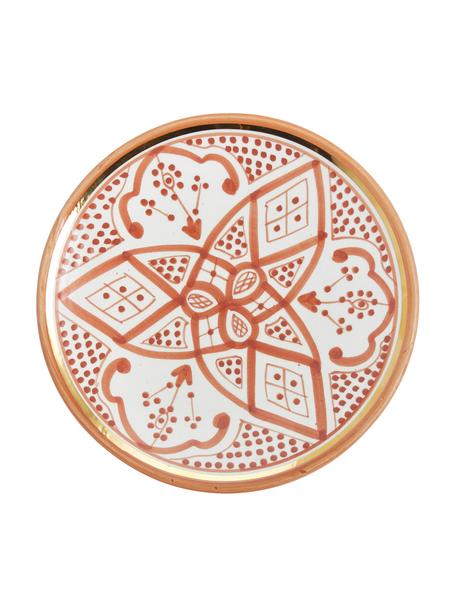 Ręcznie wykonany talerz śniadaniowy Beldi, Ceramika, Pomarańczowy, odcienie kremowego, złoty, Ø 20 cm