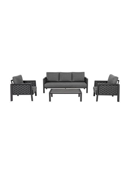 Set lounge para exterior Otavio, 4 pzas., Estructura: aluminio recubierto, Tablero: cerámica, Gris, negro, Set de diferentes tamaños