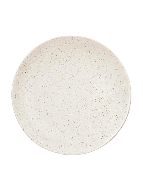 Ručně vyrobené mělké talíře Nordic Vanilla, 4 ks, Kamenina, Krémově bílá, tečky, Ø 26 cm