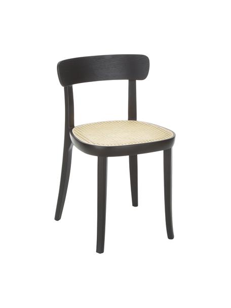 Dřevěná židle s vídeňskou pleteninou Richie, 2 ks, Ratan, bukové dřevo, lakováno černou barvou, Š 45 cm, V 75 cm