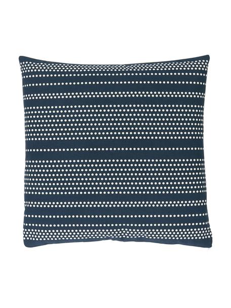 Gepunktete Kissenhülle Davy/Weiß, 100% Baumwolle, Dunkelblau, Cremeweiß, B 45 x L 45 cm