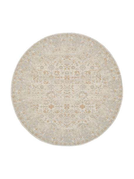 Okrągły ręcznie tkany dywan szenilowy w stylu vintage Loire, Kremowobiały, beżowy, Ø 120 cm (Rozmiar S)