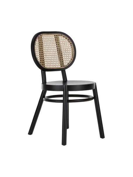 Dřevěná židle s vídeňskou pleteninou Retro, Černá, Š 45 cm, H 54 cm