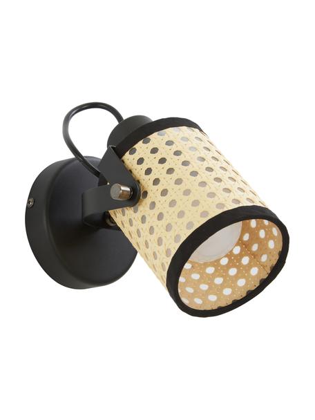 Spot mural en cannage Ruscomb, Beige, noir, prof. 21 x haut. 18 cm