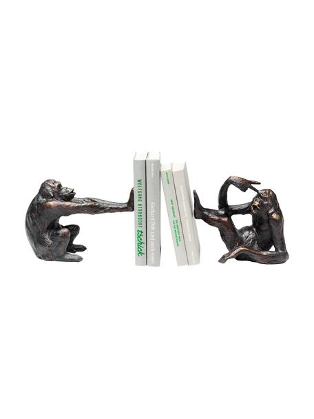 Handgemaakte boekensteunenset Monkey, 2-delig, Polyresin, Zwart, Set met verschillende formaten