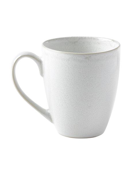 Tazas de café de gres esmaltado Gemma, 2 uds., Gres, Blanco crema, Ø 12 x Al 11 cm