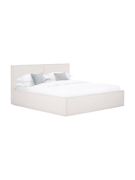 Gestoffeerd bed Dream met opbergruimte in greige, Bekleding: polyester (gestructureerd, Frame: massief grenenhout, FSC-g, Geweven stof greige, B 200 x L 200 cm