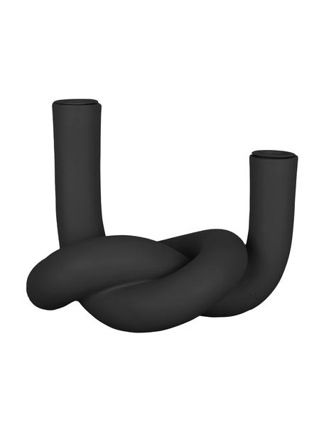 Kerzenhalter Knot aus Keramik in Schwarz, Keramik, Schwarz, matt, B 19 x H 15 cm