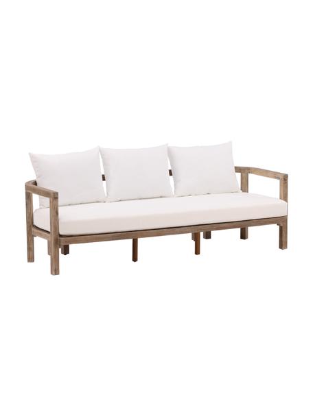 Sofa ogrodowa z drewna akacjowego Erica (3-osobowa), Stelaż: drewno akacjowe olejowane, Kremowobiały, drewno akacjowe, S 180 x W 60 cm