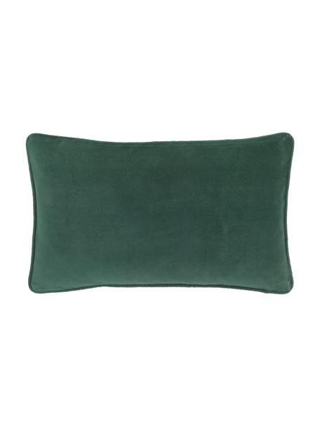 Federa arredo in velluto verde smeraldo Dana, 100% velluto di cotone, Verde smeraldo, Larg. 30 x Lung. 50 cm