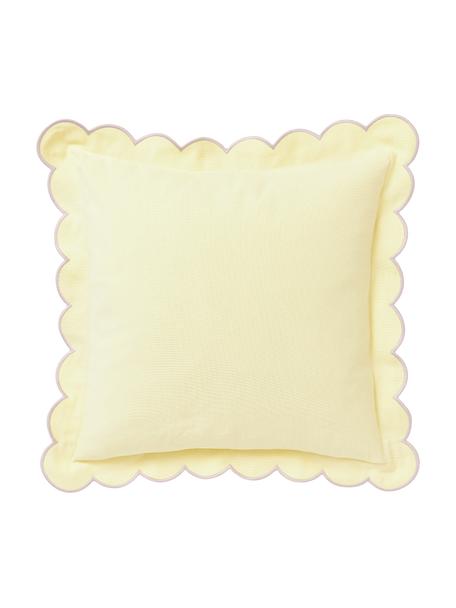 Baumwoll-Kissenhülle Atina mit gewelltem Stehsaum und Overlockkanten, 100 % Baumwolle

Das in diesem Produkt verwendete Material ist schadstoffgeprüft und zertifiziert nach STANDARD 100 by OEKO-TEX®, 4265CIT, CITEVE., Pastellgelb, B 45 x L 45 cm
