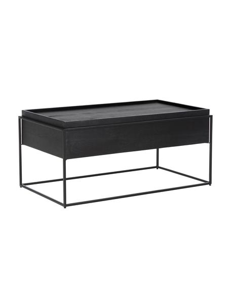 Konferenční stolek s úložným prostorem Theo, Konstrukce: lakované černé mangové dřevo Rám: matná černá