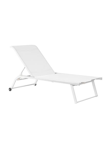 Lettino prendisole con ruote Taylor, Struttura: alluminio verniciato a po, Ruote: plastica, Bianco, Larg. 70 x Lung. 182 cm