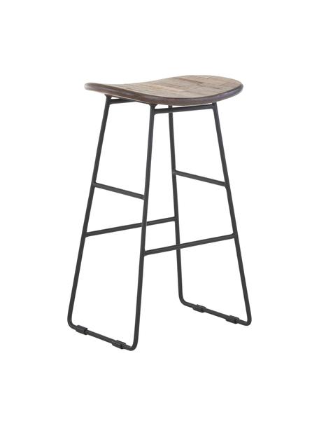 Barová stolička z teakového dřeva a kovu Tangle, Černá, Š 40 cm, V 65 cm