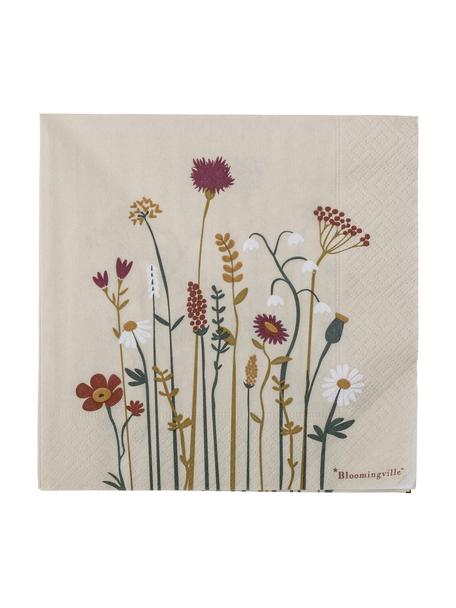 Tovagliolo di carta con motivo floreale Paige 20 pz, Carta, Beige, motivo floreale, Larg. 33 x Lung. 33 cm