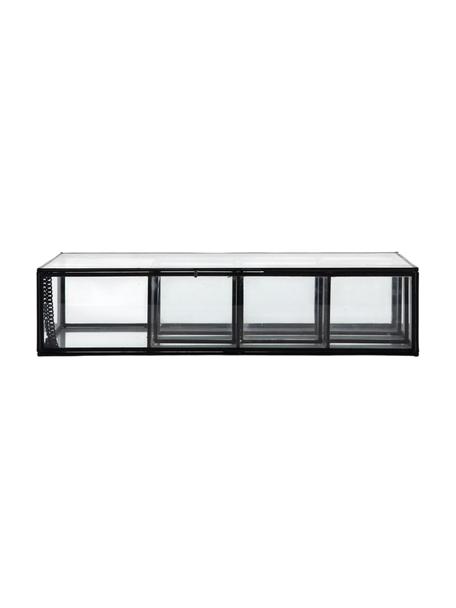 Joyero artesanal Ola, 5 compartimentos, Negro, An 40 x Al 9 cm