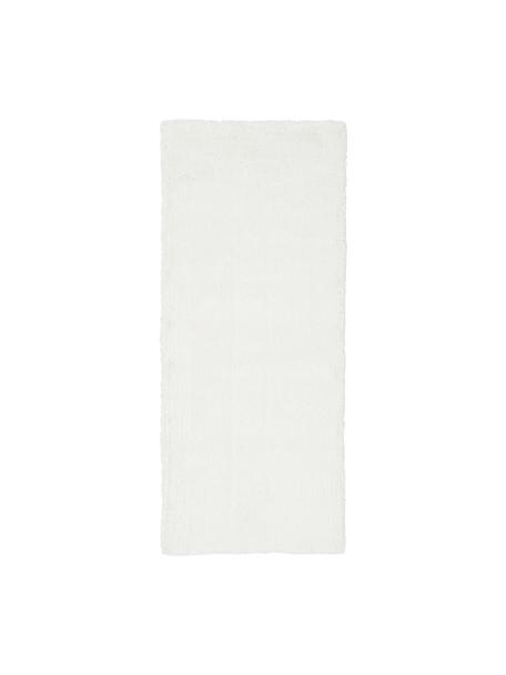Pluizige hoogpolige loper Leighton in crèmekleur, Onderzijde: 70% polyester, 30% katoen, Crèmekleurig, B 80 x L 200 cm
