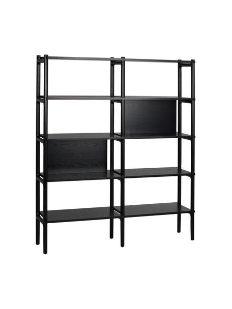 Libreria in legno di quercia Holton, Nero, Larg. 140 x Alt. 166 cm