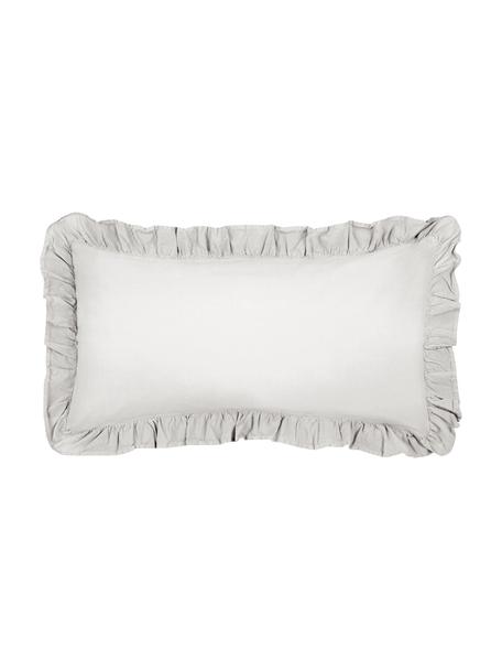Poszewka na poduszkę z bawełny z efektem sprania i falbankami Florence, 2 szt., Szary, S 40 x D 80 cm