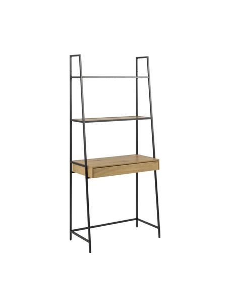 Bureau industriel métal Seaford, Bois, noir, larg. 77 x prof. 36 cm