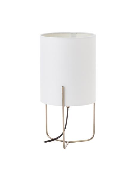 Lampada da tavolo piccola classica Odin, Base della lampada: ottone, Paralume: poliestere, Bianco, ottonato, Ø 15 x Alt. 30 cm
