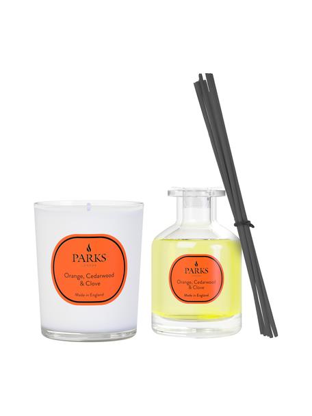 Vonná svíčka a difuzér Vintage Aromatherapy (oranžová, cedr & hřebíček), Pomeranč, cedr, karafiát, Sada s různými velikostmi