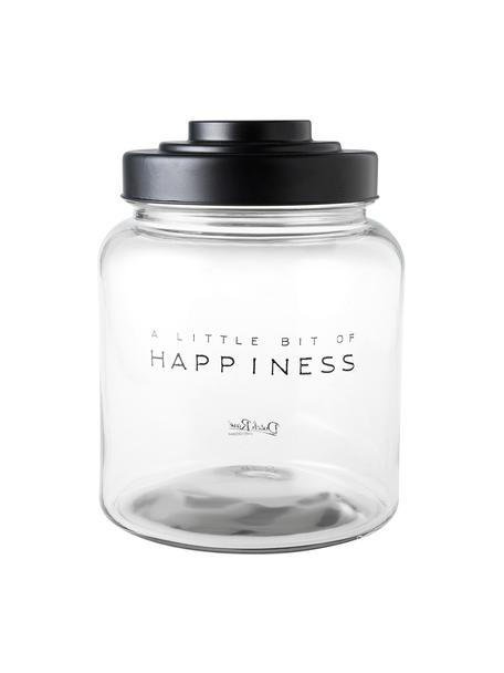 Aufbewahrungsglas Happiness, Ø 16 x H 21 cm, Deckel: Porzellan, lackiert, Transparent, Ø 16 x H 21 cm, 2.5 L