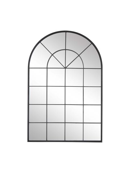 Wandspiegel Clarita in Fensteroptik mit schwarzem Metallrahmen, Rahmen: Metall, pulverbeschichtet, Rückseite: Mitteldichte Holzfaserpla, Spiegelfläche: Spiegelglas, Schwarz, 60 x 90 cm