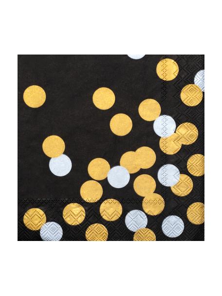 Serviettes en papier Dot, 20 pièces, Papier, Blanc, noir, couleur dorée, larg. 33 x long. 33 cm
