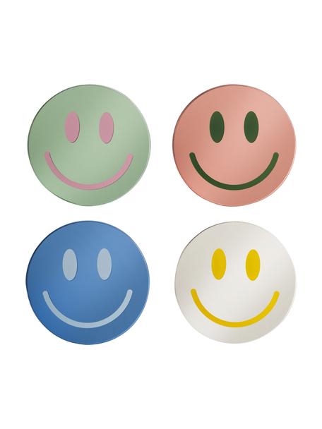 Posavasos de vidrio Smile, 4 uds., Vidrio, Multicolor, Ø 10 cm