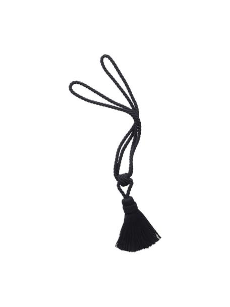 Cravatta per tende nera con nappina Manon 2 pz, 100% cotone, Nero, Larg. 80 cm