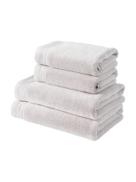Komplet ręczników z bawełny organicznej Premium, 4 elem., Jasny szary, Komplet z różnymi rozmiarami