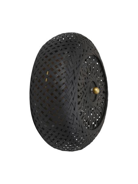 Aplique de bambú de diseño Evelyn, Fijación: hierro, Pantalla: bambú, Negro, dorado, Ø 25 cm, F 10 cm