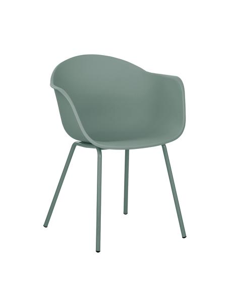 Kunststoff-Armlehnstuhl Claire mit Metallbeinen, Sitzschale: Kunststoff, Beine: Metall, pulverbeschichtet, Grün, B 60 x T 54 cm