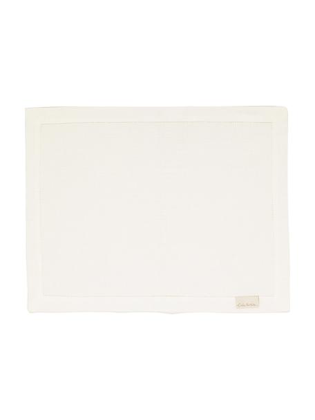 Manteles individuales de lino Alanta, 6 uds., Blanco crema, An 38 x L 50 cm