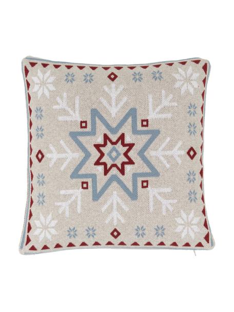 Poszewka na poduszkę z dzianiny Snowflake, 100% bawełna, Beżowy, ciemny czerwony, niebieski, biały, S 40 x D 40 cm