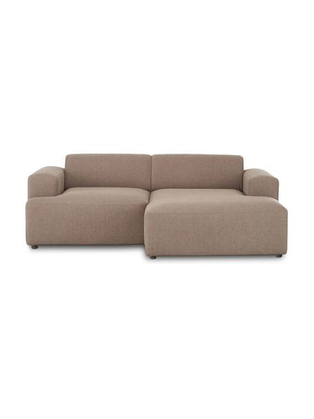 Hoekbank Melva (3-zits), Bekleding: 100% polyester Met 55.000, Frame: massief grenenhout, FSC-g, Poten: kunststof, Geweven stof bruin, B 239 x D 143 cm, hoekdeel rechts