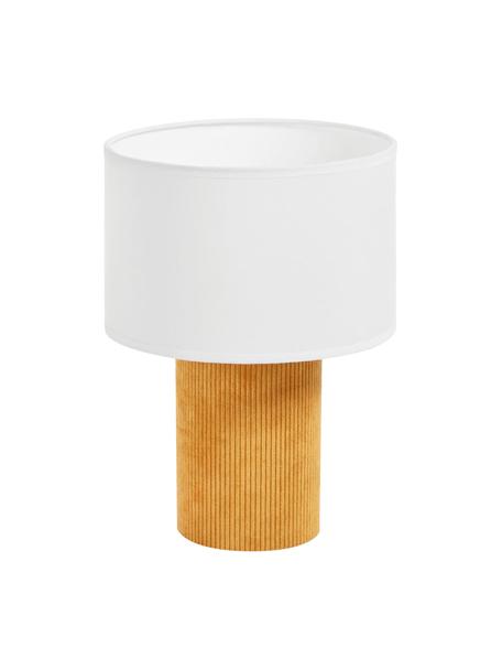 Kleine corduroy tafellamp Bianella, Lampenkap: stof, Lampvoet: corduroy, Crèmewit, corduroy mosterdgeel, Ø 20 x H 29 cm