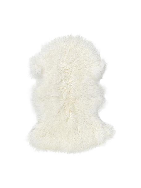 Pelliccia di agnello a pelo lungo riccio Ella, Retro: 100% pelle, Bianco, Larg. 50 x Lung. 80 cm